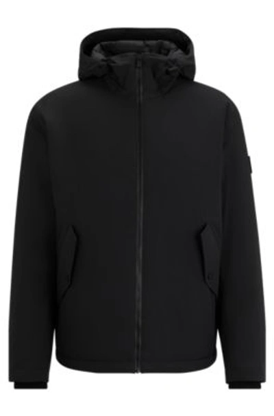 Hugo Boss Water-repellent Jacket In Crease-resistant Stretch Material In Black