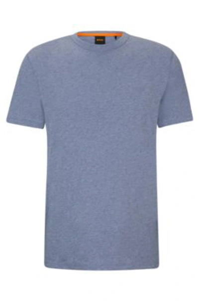 Hugo Boss Cotton-jersey T-shirt With Tonal Logo In Light Blue