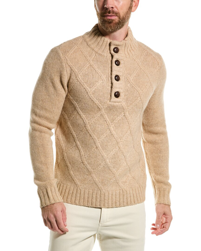 Loft 604 Argyle Wool Mock Neck Sweater In White