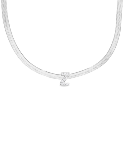 Italian Silver Initial Herringbone Necklace
