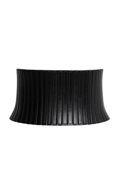 Alaïa Striped Corset Leather Belt In Black