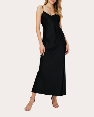 Diane Von Furstenberg Balbino Satin Maxi Slip Dress In Black