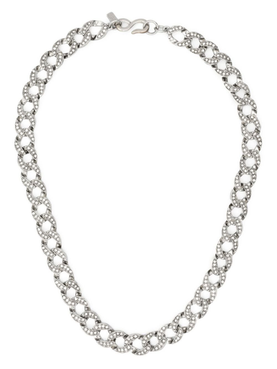 Kenneth Jay Lane Silver-tone Crystal Curb Chain Necklace