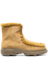 Burberry Lace-up Suede Boots With Shearling Lining In Brown
