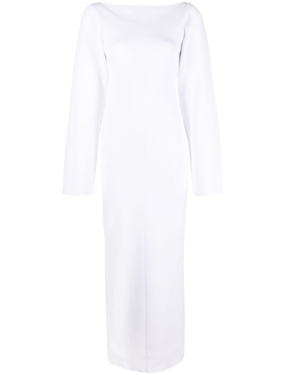 Khaite Alta Ribbed-knit Maxi Dress In White