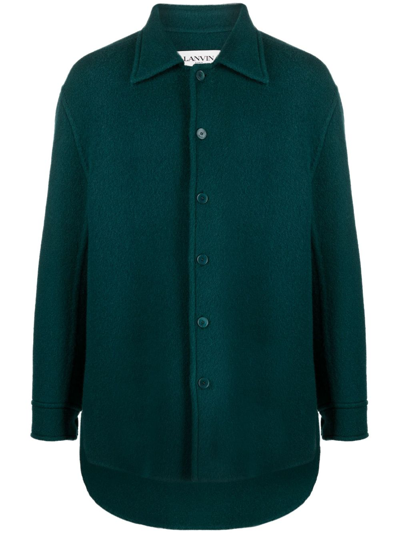 Lanvin 马海毛初剪羊毛混纺夹克式衬衫 In Green