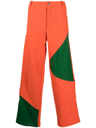 Kiko Kostadinov Aspasia Panelled Wide-leg Trousers In Orange