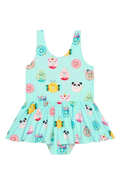 Posh Peanut Baby Girl's,little Girl's & Girl's One-piece Donut Twirl Skirt Swimsuit In Light/ Pastel Blue