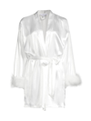 IN BLOOM WOMEN'S HOPE FEATHER-TRIMMED SATIN ROBE