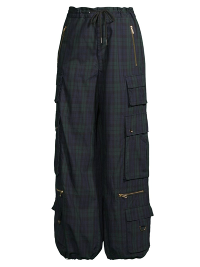 CYNTHIA ROWLEY WOMEN'S PLAID CARGO CROP PANTS 