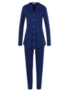 Hanro Cotton Pure Essence Long Sleeve Pyjamas In Deep Indigo