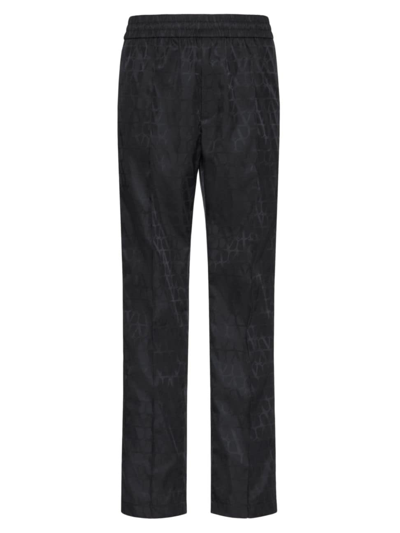 Valentino Pantalone In Nylon Con Motivo Toile Iconographe All Over In Black