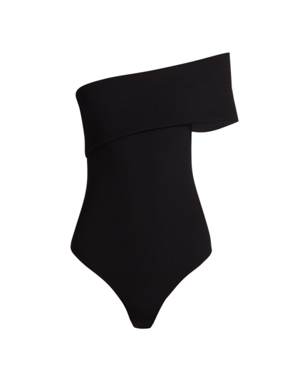 Agolde One-shoulder Sliced Bodysuit In Black