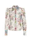 ZIMMERMANN WOMEN'S MATCHMAKER FLORAL LINEN-SILK BUTTON-FRONT SHIRT