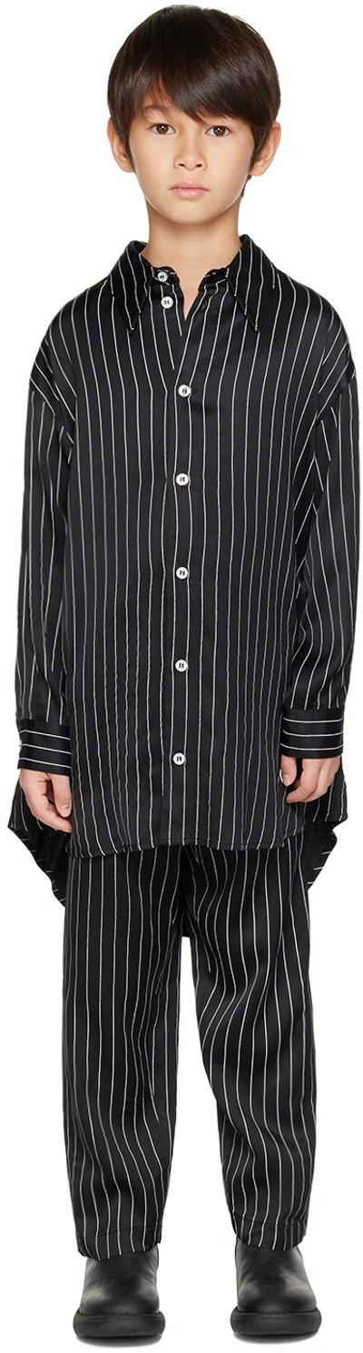 Mm6 Maison Margiela Kids Black Striped Shirt In Mm00y M69000 Stripe