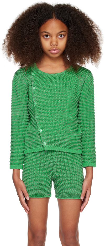 Eckhaus Latta Ssense Exclusive Kids Green Field Snap Cardigan In Green Black