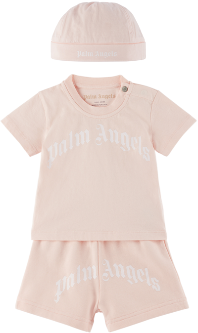 Palm Angels Baby Pink Three-piece Set In Pink Wh