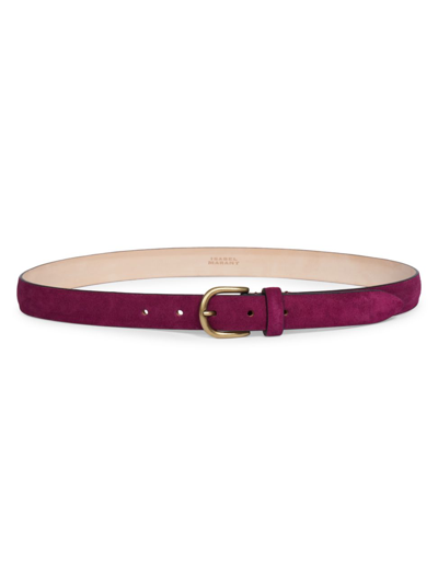 Isabel Marant Women's Zap Suede Belt In Berry