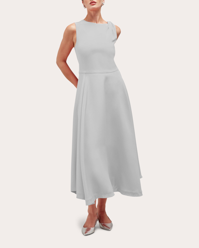 Careste Sadie Sleeveless Cutout Silk Midi Dress In Silver