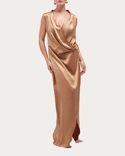 Careste Women's Kylie Silk Wrap Gown In Brown