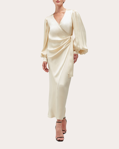 Careste Women's Lottie Silk Wrap Dress In White