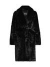 Apparis Women's Bree Belted Faux Fur Wrap Coat In Noir