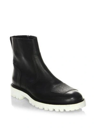 Belstaff Polish Leather Ankle Boots In Black