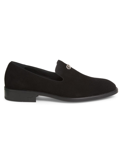 Giuseppe Zanotti Imrham Logozalì-embellished Suede Loafers In Black
