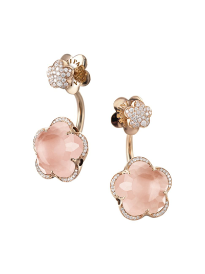 Pasquale Bruni Women's Bon Ton 18k Rose Gold, Rose Quartz & 0.58 Tcw Diamond Drop Earrings