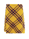 Burberry Check Wool Kilt In Yellow