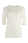 Peserico Ribbed Knit T-shirt In White