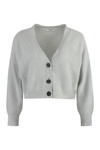 Peserico Ribbed-knit Button Cardigan In Grey