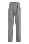 Peserico Pinstripe Belted Trousers In Gray