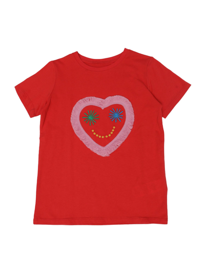 Stella Mccartney Kids' Red T-shirt For Girl With Heart