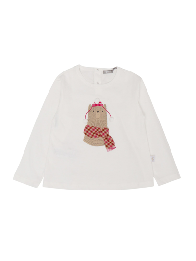 Il Gufo Kids' Teddy-bear Print T-shirt In Bianco