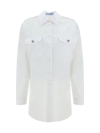 Prada Crystal-button White Cotton Shirt In Bianco