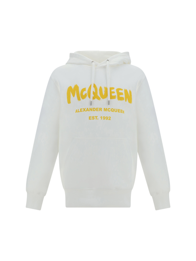 Alexander Mcqueen Sweatshirts In White/yellow