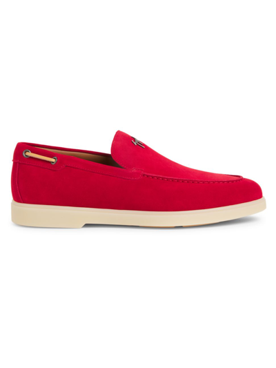 GIUSEPPE ZANOTTI MEN'S LOGO SUEDE BOAT SHOES