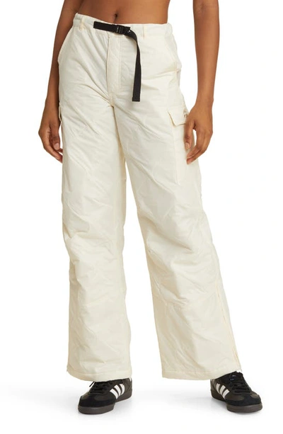 Coney Island Picnic Alpine Slopes Quilted Wide Leg Cargo Trousers In Coconut Milk