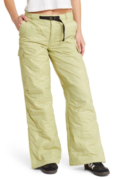Coney Island Picnic Alpine Slopes Quilted Wide Leg Cargo Trousers In Pale Green