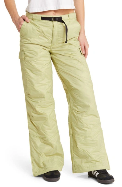 Coney Island Picnic Alpine Slopes Quilted Wide Leg Cargo Pants In Pale Green