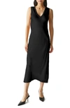 Michael Stars Randi V Neck Midi Dress In Black