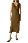 Michael Stars Randi Sleeveless V-neck Midi Dress In Dolma