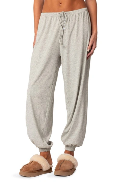 Edikted Women's Rosanna Waffle Pajama Sweatpants In Gray-melange