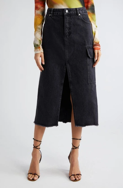 Stine Goya Peter Organic Cotton Denim Maxi Skirt In Grey