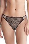 Calvin Klein Floral Lace Thong In Black