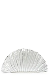 Cult Gaia Nala Mini Shell Metallic Clutch Bag In Silver