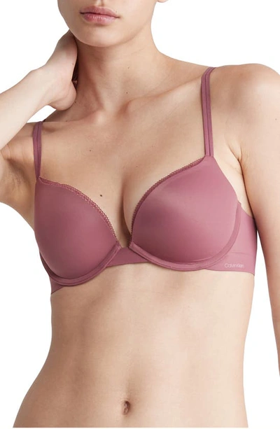 Calvin Klein Women's Liquid Touch Push-up Plunge Bra Qf4083 In Crushed Berry