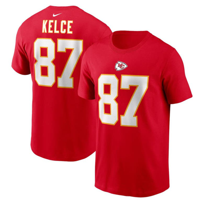 NIKE NIKE TRAVIS KELCE RED KANSAS CITY CHIEFS PLAYER NAME & NUMBER T-SHIRT