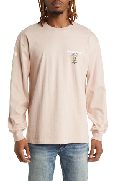 Icecream No Flakes Long Sleeve Graphic T-shirt In Rose Smoke